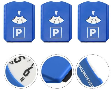 JNNJ Universal 3 Stück Parkscheibe Für Autos, Parkuhr Aus Widerstandsfähigem Kunststoff, Parkscheibe aus Pappe mit Benzinrechner auf der Rückseite, Allgemeine Zwecke