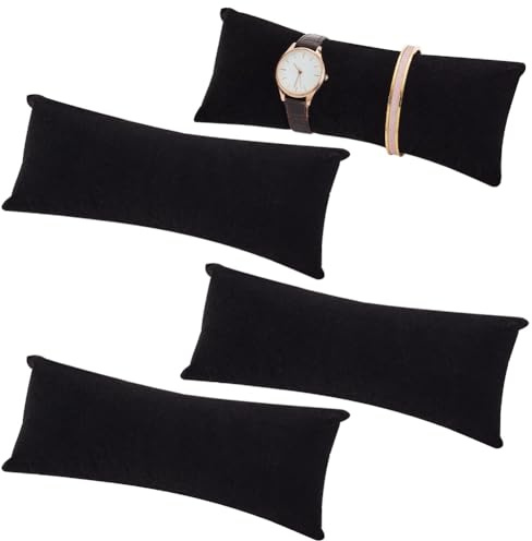 PH PandHall Uhrenkissen Display Halter Samt Schwarz 4er-Pack | Display Showcase Halter Kissen Samt Armbanduhr Armbandkissen Präsentationskissen Für Die Aufbewahrung von Armbanduhren