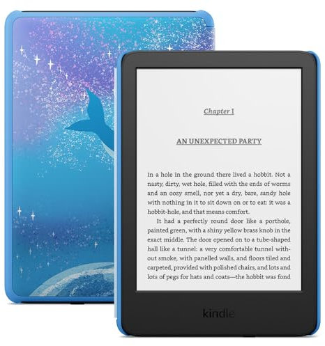 Amazon Kindle Kids (16 GB) - If it breaks, we will replace it, includes age-appropriate books and cover, with glare-free display, faster page turns - Space Whale