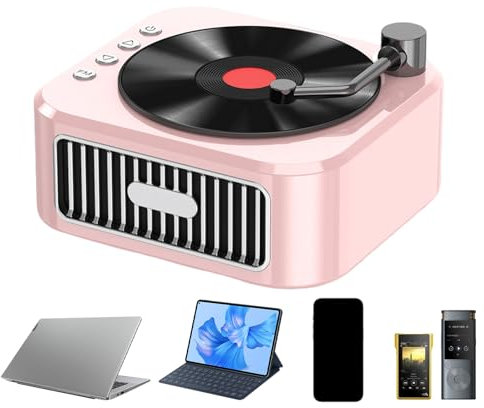 AALLYN Altavoz inalámbrico,Altavoz inalámbrico | Altavoz inalámbrico pequeño con Forma de Tocadiscos | Altavoces inalámbricos ruidosos, batería integrada de Alta Capacidad de 800 mAh, tamaño