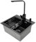 TESUGN Fregadero negro 40 x 45 cm, fregadero de cocina rectangular de acero inoxidable, moderno fregadero de acero inoxidable, fregadero de cocina con grifo giratorio 360°
