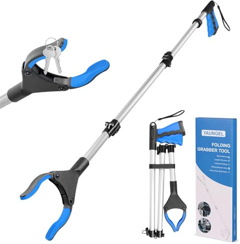 YAUNGEL 91cm Greifzange für Senioren, Folding Greifer mit Magnet-Greifarm, 360° Drehbar Müllzange Greifzange, Langer Müllgreifer, Greifhilfe für Menschen mit Behinderung