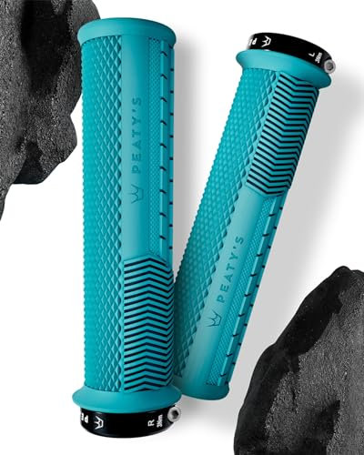 Peaty's Monarch Grips - Blue/Knurl/Thick - Race Control, Durable, Ergonomic Finger Bars, Comfort Thumb Pad, All Day Riding, All Weather & Terrain, MTB Enduro Downhill Ebike Mountain Bike