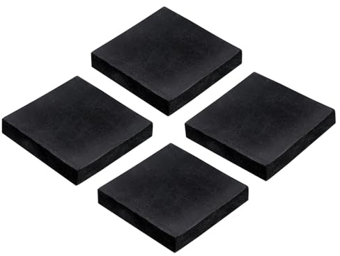 sourcing map 4pcs Rubber Anti-Vibration Pads Hard Pad, 50mm Square Vibration Isolation Mats, 10mm Thickness Non-Slip Rubber Blocks, Anti-Skid Anti Noise for HVAC, Compressor, Air Conditioner