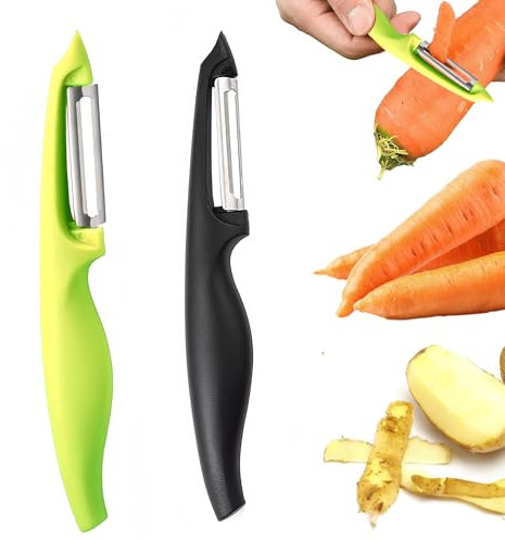 2 Stück Schäler Küche Edelstahl Sparschäler Ergonomischer Grif Bequemer Griff Spargelschäler Universal Kartoffelschäler Schäler Linkshänder und Rechtshänder Geeignet Gemüseschäler