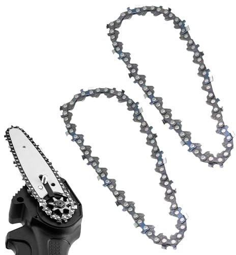 Mivanta 2 pièces Chaine Tronconneuse, Chaînes De Remplacement Pour 6 Pouces Mini Tronçonneuse Electrique, Chaine Tronconneuse 37 Maillons D'Entraînement, Pas De 1/4, Coupe Effective 15cm