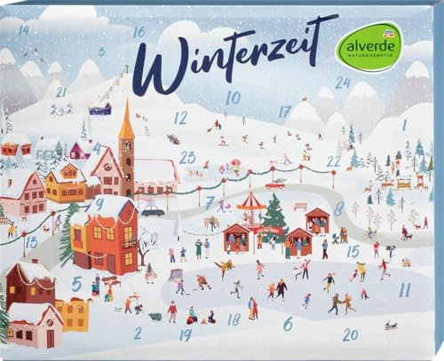 Alverde NATURKOSMETIK Adventskalender 2024 Winterzeit, 24 Pflegeprodukte, Körper- und Haarpflege