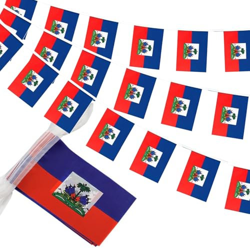 GSYLPFT Drapeaux haïtiens Haïti pour événements patriotiques, fête de l'indépendance, sports bars, décorations intérieures et extérieures 10 m