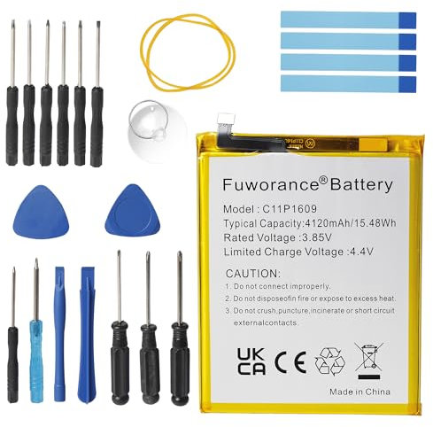 Fuworance 4120 mAh 3.85 V C11P1609 Batteria Compatibile con ASUS ZenFone 4 Max, 3 Max Dual SIM 5.5, ZC553KL, ZC520KL, Z00DDA, X00DDA, 1ICP5/65/80 Smart Phone ai polimeri di litio 15.48Wh