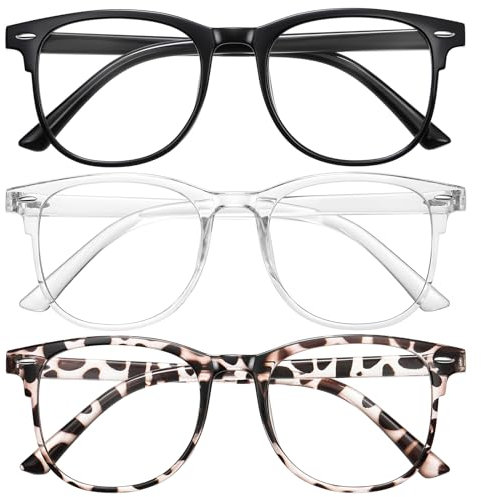 Okany 3 Pack Reading Glasses for Women Blue Light Blocking Glasses Filter UV Round Lightweight Readers Glasses for Women and Men Reader +1.5