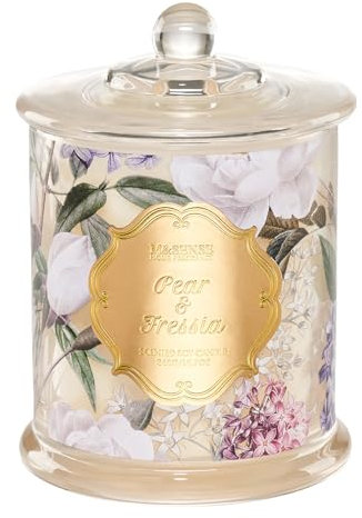 M&SENSE Duftkerze im Glas - Birne & Freesie Duft - 360g Kerze mit langer Brenndauer über 60 Stunden - Sojawachskerze als elegante Heimdeko und Geschenk für Frauen