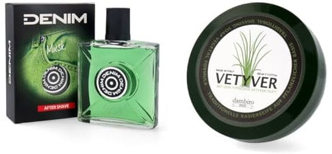 dambiro Rasierseife Vetyver 150ml + DENIM MUSK After Shave 100ml