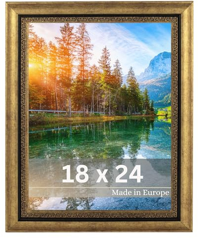 VictoR Bilderrahmen Boho 3er Set gold in 18x24 cm - Leiste: 30x16mm | Fotorahmen vintage Deko rustikal - Bilderrahmen gold Set 18x24 - Landhaus