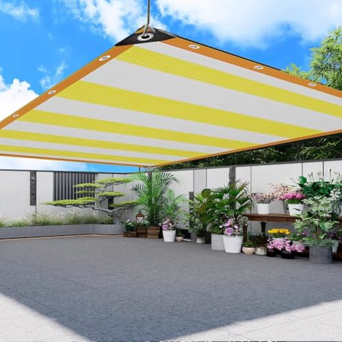 HEFJIAYCIQ Telo Da Ombra A Strisce Gialle Per Giardino, Telo Ombreggiante A Rete Durevole Con Occhielli Rinforzati, Per Serre, Piante, Pollai, Pergole, Tettoie,Giallo,5x8m
