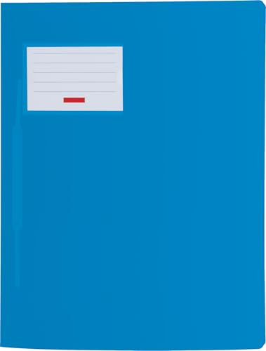 Schnellhefter für A4, transluzente PP-Folie, Fact!PP mit Namensschild auf der Vorderseite und Einstecktasche innen (Brunnen mit Namensschild, azur, 6er Pack)