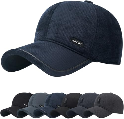 Basecap Herren Winter mit Ausklappbarem Ohrenschutz Wintermütze Unisex Baseballmütze Baseball Cap mit Ohrenklappen Full Herren Outdoor Visor Sport Cap Style Dad Hat