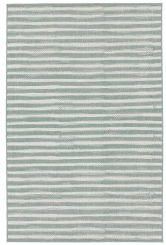 RugVista Dune, In & Outdoor-Teppich, 140 x 200 cm, Rechteckig, Niedriger Stapel, Patio, Nur Handwäsche, UV-beständig, Hell Grün/Weiß