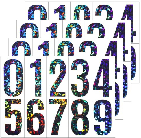 4 Blatt Zahlen Aufkleber 0-9 Mailbox Nummern Aufkleber Reflektierende Zahlen Sticker Wetterfest Klebezahlen Schwarz Reflektierende Vinyl Nummernaufkleber für Briefkasten Hausnummer Postkasten Schilder