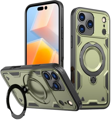 PanXCase Hülle für iPhone 17 Pro Max - Handyhülle Militär Panzerhülle 360° Metall Ring Ständer Magnetisch Stoßfest Puffer Armor Neu Schutzhülle (Light Blue)