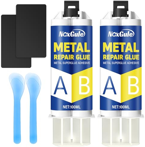 NoxGule 200ml Soudure a Froid,Colle Metal Extra Forte,Soudure a Froid Metal | Colle Metal pour Réparer Trous Fissures Dans Métal, L'acier Inoxydable Tuyaux Industriels,Durcissement Rapide,Outils Complets