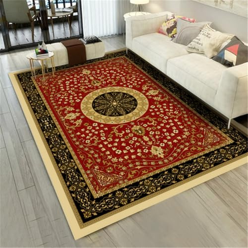 RUGMRZ Fille Chambre Décoration D'Intérieur Sécurisée Vintage Tapis Baignoire Rouge Carreaux De Ciment Bain 200X200CM