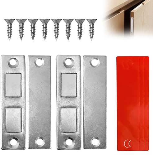 2 Pack Cupboard Door Magnets Durability Ultra Thin Magnetic Door Catch for Cabinet Magnet, Drawer Magnets Closure for Wardrobe Slim Double Magnetic Catch for Furniture Closet Cupboard Door Closing