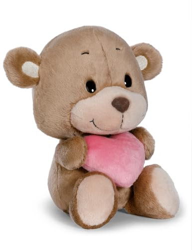 Kuscheltier Bär mit Herz 22cm - braun - Stofftier aus weichem Plüsch, niedliches Plüschtier zum Kuscheln und Spielen, für Kinder & Erwachsene, tolle Geschenkidee | 62701