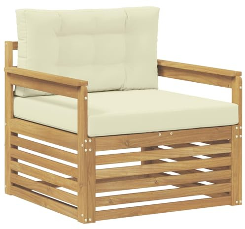 vidaXL Outdoor-Sofa Polyester Weiß und Creme, Gartenmöbel, modernes Outdoor-Sofa, modulare Lounge, Elegante Terrassen-Sitze