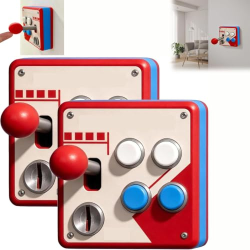 Lot de 2 panneaux de commutation d'arcade, plaque murale classique pour salle de jeux, décoration murale vintage avec joystick et boutons colorés, décoration murale de style arcade pour salle de jeux