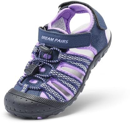 DREAM PAIRS Sandali Sportivi Estivi da Esterno per Ragazzi e Ragazze Sandali da Escursionismo Spiaggia Casual Regolabili Multicolore,Size 33.5,Viola,171111-K