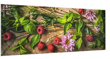 Bilderwelten Spritzschutz Glas Küchenrückwand 40 x 100 cm Panorama Glasscheibe Blumen
