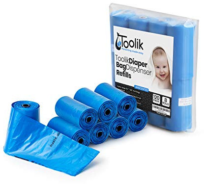 Toolik Distributeur de sacs à couches avec 120 sacs jetables non parfumés