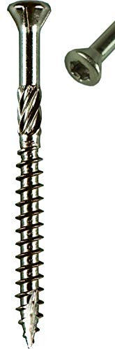 BÄR Terrassenschraube Edelstahl A4 Abmessung 5,0 x 70 mm,Cut-Spitze,Frässchaft,T25, 100 Stück