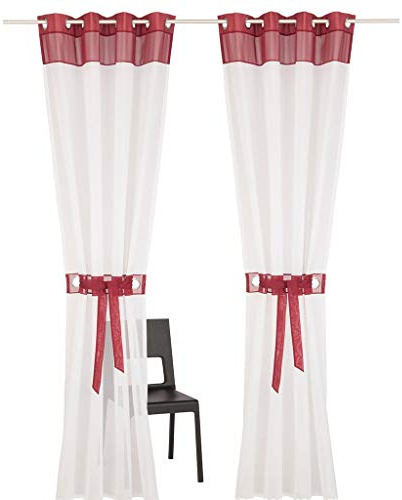 SimpVALE Vorhang mit Ösen für Schlafzimmer, Wohnzimmer, Balkon, Küche, 2 Paneele, rot, 140x225cm