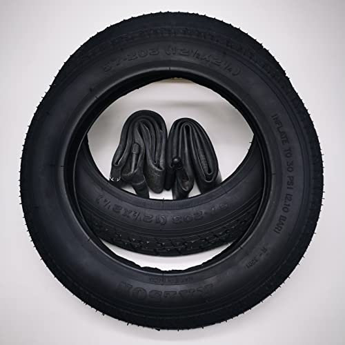 Ralson 2x12 Zoll Reifen + AV Schläuche (gerade) | 12 1/2 x 2 1/4 | ETRTO 57-203 Decke Mantel Kinderwagen Kinderfahrrad Buggy Roller Anhänger 12 Zoll Auto-Schraderventil