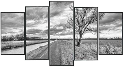 RAABEC Polyptychon Aluminium Bilderrahmen Schwarz, 132 x 72 cm, für Malen nach Zahlen Bilder z.B. von Schipper, fertig montiert, mit Rückwand