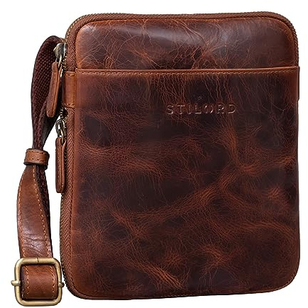 STILORD Carson Kleine Herren Leder Tasche zum Umhängen Vintage Messenger Bag Herrenhandtasche Moderne Leder Schultertasche für Männer Echtes Leder Farbe:mittel - braun