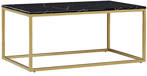 Beliani Trendy Couchtisch schwarz Marmor-Optik goldene Beine Delano