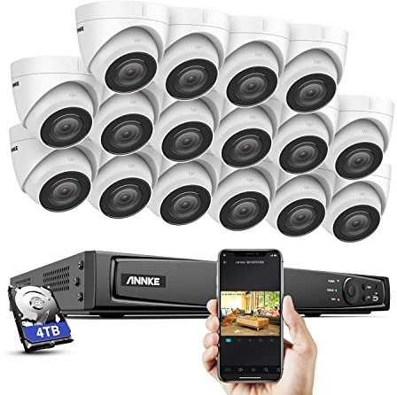 ANNKE 4K POE Überwachungs Set, 16CH PoE Überwachungskamera System mit Audio und 16X 8MP IP67 Wasserdicht PoE IP Kamera, 4TB für 24/7 Aufnahme Innen, H.265 + Videokomprimierung, 30 Meter Nachtsicht