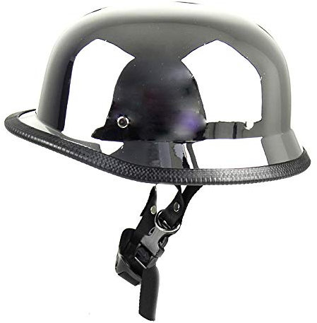 Woljay German Flat Black Motorcycle Skull Cap Half Helmet Cruiser (Chrom)