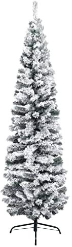 vidaXL Schlanker Künstlicher Weihnachtsbaum Beschneit Christbaum Tannenbaum Dekobaum Kunstbaum Weihnachten Dekoration Weihnachtsdeko Grün 240cm PVC