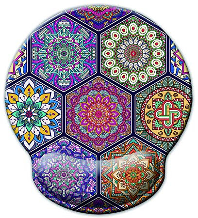 Tapis de souris Support de repose-poignet,tapis de repose-poignet antidérapant pour soulagement de la douleur Tapis de souris ergonomique en mousse à mémoire de forme pour bureau/joueur-mandala016