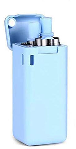 Pajitas plegables con cajas reutilizables y ecológicas de silicona (azul)