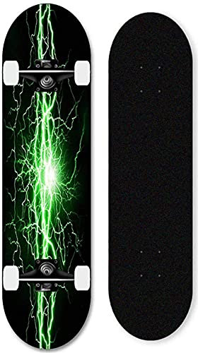 Jugendliche, Kinder komplettieren Skateboards, 31 * 8 Zoll Blitz-Skateboards mit ABEC-11-Lagern, geeignet für Jungen, Mädchen, Erwachsene und Anfänger-Skateboards-Grün