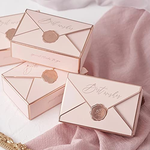 WMLBK 25Pcs Pink Envelope Shape Candy Boxes, Elegant Decorative Gift Boxes for Festival Gift Packaging, Wedding, Baby Shower, Birthday Party Favour, Size 10.5 cm x 3.5 cm x 7 cm