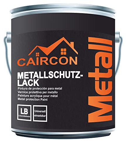 CAIRCON Peinture métal satiné pour acier fer forgé - Revêtement et antirouille PRO - Protection et décoration à l’extérieur - Rouge feu 5L