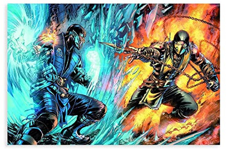 Mortal Kombat Leinwand-Poster, Wandkunst, Dekoration, Bild, Gemälde für Wohnzimmer, Schlafzimmer, Dekoration, Rahmen-Stil, 30 x 45 cm