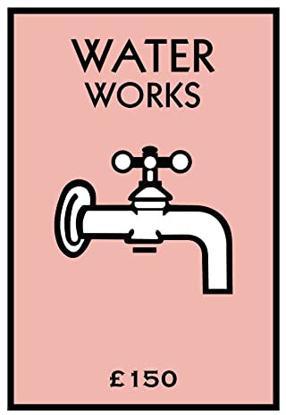 Water Works Monopoly-Stil Badezimmer Druck Wandkunst Küche Poster New Home Decor Wandkunst Galeriewand A4 A3 A2 Personalisiertes Geschenk Einweihungsneues Zuhause (Hot Pastel Pink, A3 ungerahmt)
