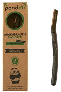 Augenbrauen-Rasierer aus Metall | inkl. 4 Klingen | Wiederverwendbarer Augenbrauenrasierer, Gesichtshaarentferner, Rasiermesser | 2 Farben (Schwarz)