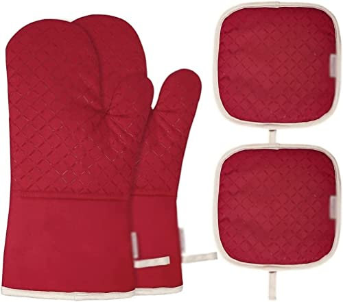 KOSECO Oven Gloves,Heat Resistant Gloves,1 Set of Oven Gloves Heat-Resistant Pot Holder Mat Oven Gloves Kitchen Gloves Baking Gloves (Color : Onecolor)